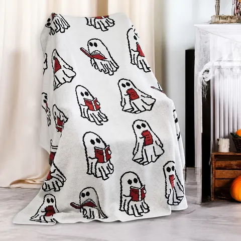 Acryl Gebreide Plaid Geest Jacquard Cashmere-achtige Zachte Warme Sofadeken Halloween Festival Cadeau Huisdecoratie