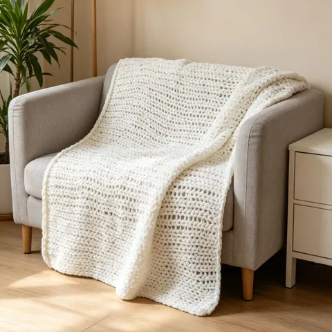 Handmade Chunky Knit Chenille Blanket Soft Warm Throw Blanket For Sofa Bedroom Home Decor Solid Color Cozy Bed Blanket