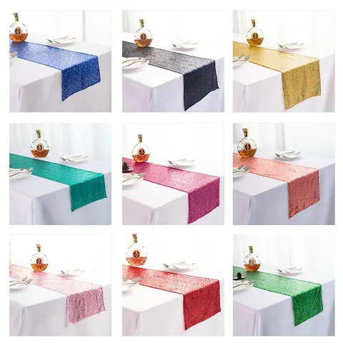 Luxury Sequin Table Runner Sparkling Glitter Embroidered Tablecloth For Wedding Party Home Dining Table Decoration