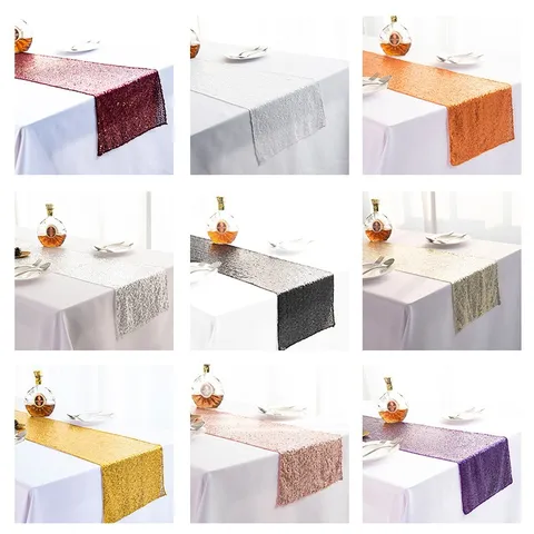 Luxury Sequin Table Runner Sparkling Glitter Embroidered Tablecloth For Wedding Party Home Dining Table Decoration