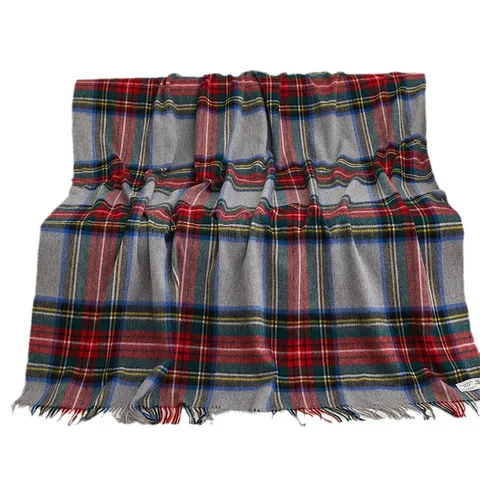 Reine Wolle Karo Decke Quasten Fransen Warm Gemütlich Tartan Wohndecke Für Couch Sofa Bett Zuhause Reise Klimaanlage