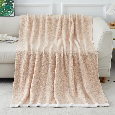 Modern Minimalist Solid Color Polyester Knit Blanket Soft Warm Throw Blanket For Home Living Room Bedding