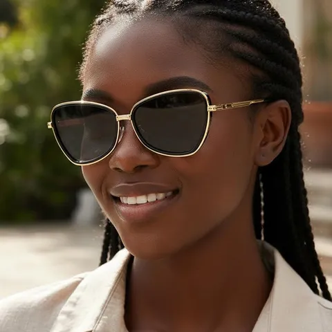 Gafas de Sol Vintage Cuadradas de Ojo de Gato de Metal para Mujeres Hombres Moda Protección UV400 Estilo Hip Hop Street para Exteriores Viajes Ciclismo Vacaciones
