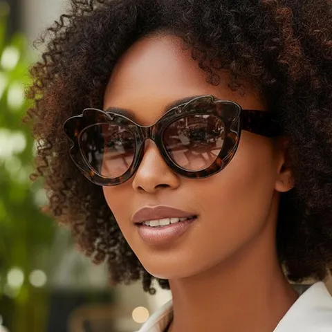 Occhiali da Sole alla Moda con Onda Irregolare per Uomo Donna Montatura in PC Lenti in AC Occhio di Gatto UV400 Outdoor Casual Festa Occhiali da Sole di Moda per Viaggio