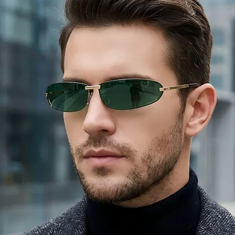 Gafas de Sol de Metal Vintage Montura Ovalada Unisex Moda Punk Hip Hop Gafas Protección al Aire Libre