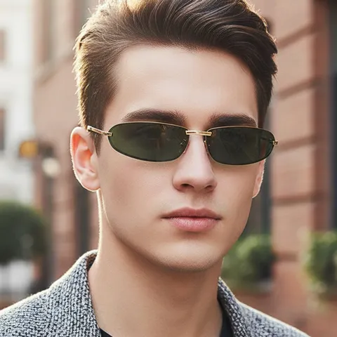 Gafas de Sol de Metal Vintage Montura Ovalada Unisex Moda Punk Hip Hop Gafas Protección al Aire Libre