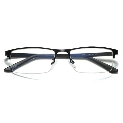 Heren Zakelijk Half-Randloos Metalen Brilmontuur Anti-Blauw Licht Bril Meekleurend Optisch Montuur voor Mannen