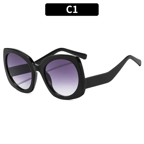 Gafas de Sol de Ojo de Gato a la Moda para Mujer Montura de PC Extragrande Protección UV400 Patchwork de Tendencia Gafas de Sol