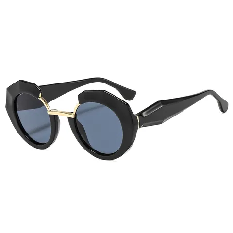 Gafas de Sol Redondas Geométricas de Moda para Mujer Protección UV400 Montura de Polígono Gafas Anti-Luz Azul Accesorio de Viaje