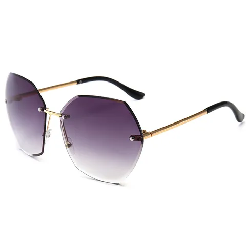 Fashion Rimless Polygon Sunglasses For Women Metal Frame UV400 Protection Gradient Lenses Individual Trend Sunglasses