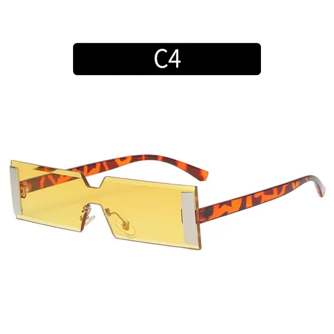 Lunettes de Soleil Sans Monture Intégrées Pour Femmes Hommes Mode Petite Monture Carrée Street Style UV400 Lunettes de Soleil