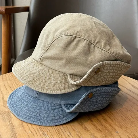 Vintage Gekrempelter Denim Barette Newsboy Hut Für Damen Waschbar Baumwolle Malerhut Lässiger Verstellbarer Sonnenschutz Hut
