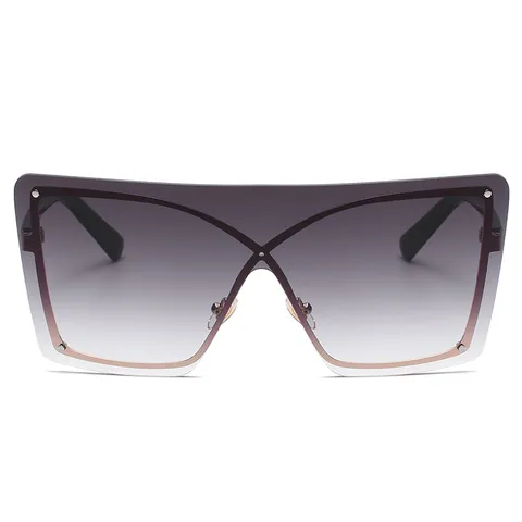 Gafas de Sol de una Sola Pieza Sin Montura para Mujer Hombre Moda de Gran Tamaño Lentes Degradadas Gafas de Sol Integradas Protección UV Gafas de Estilo Callejero Modernas