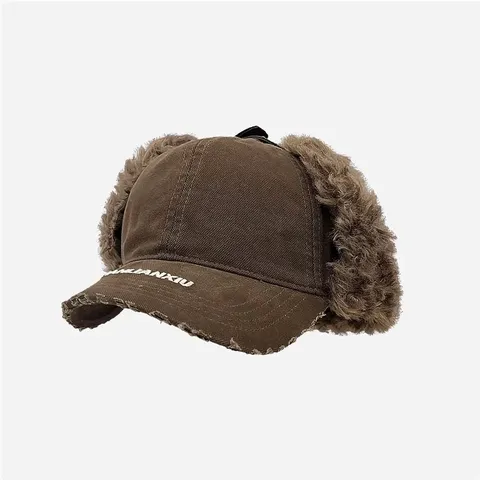 Winter Warmer Trapper Hut Winddicht Flauschig Ohrenklappe Bomber Hut Mode Leinen Baseball Cap Für Kaltes Wetter