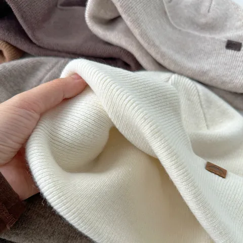 Winter Warme Wolle Strickmütze Unisex Einfarbig Lässig Weich Nahtlos Doppellagig Beanie Mode Tägliche Mütze