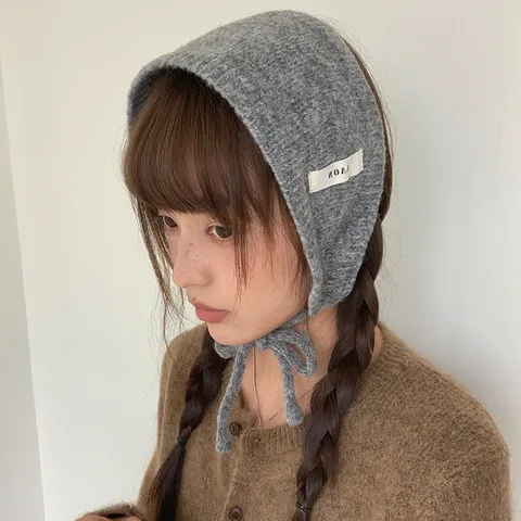 Koreaans Minimalistisch Effen Kleur Casual Gebreide Oorwarmers Winter Warm Oorbescherming Trekkoord Hoofdband Vrouwen Gebreide Hoed Accessoires