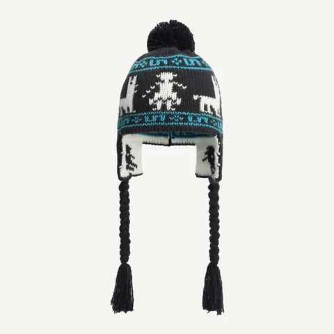 Women Winter Warm Knitted Hat Fair Isle Jacquard Earmuff Beanie With Pom Pom Tassel Stylish Cold Weather Cap