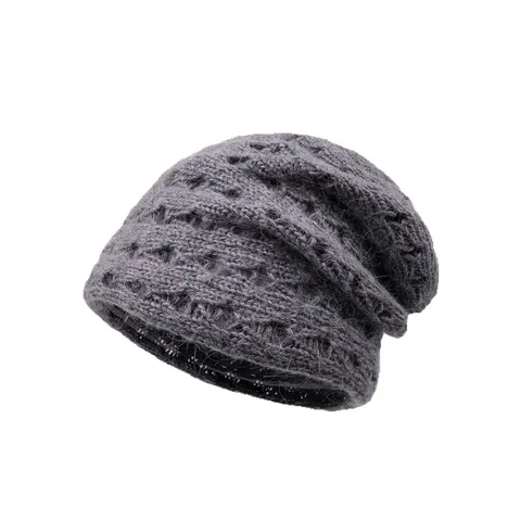 Herbst Winter Kaninchenfell-Mischung Slouchy Beanie Mütze Doppellagiges Mesh Ohrenschutz Warme Strick Pullover Kappe Für Damen