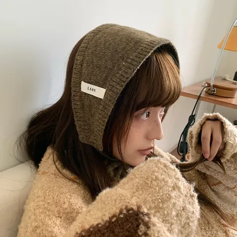 Koreaans Minimalistisch Effen Kleur Casual Gebreide Oorwarmers Winter Warm Oorbescherming Trekkoord Hoofdband Vrouwen Gebreide Hoed Accessoires