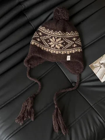 Retro Jacquard Gestrickt Ushanka Hut Frauen Winter Warme Ohrenschutz Beanie Koreanischer Stil Mode Wollmütze Bomber