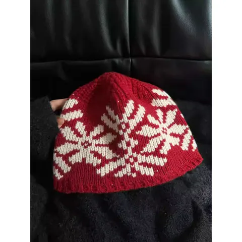 Women Winter Warm Knit Beanie Hat Australian Wool Vintage Ethnic Jacquard Snowflake Cap