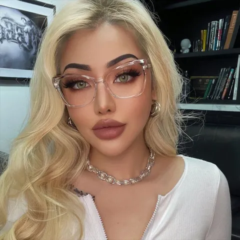 Mode Katzenauge Anti Blaulicht PC Rahmen Brille Für Damen Herren Gelee Farbe Trendige Optische Brillen Ohne Stärke