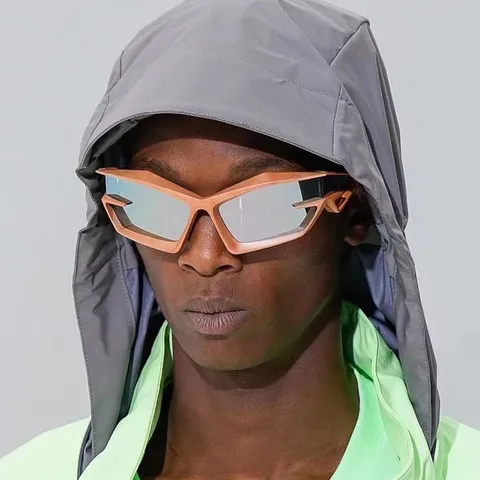 Lunettes de Soleil Futuristes Cyberpunk Y2K Street Fashion Géométriques Irrégulières Lunettes de Soleil Sans Monture Shield Lunettes Teintées Rave Cosplay Shades Accessoires Costume Unisexe