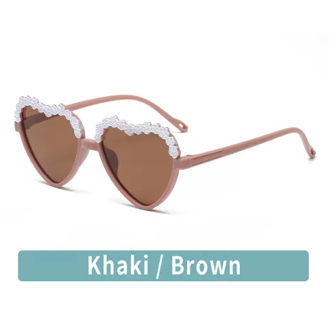 Children Heart Shaped Sunglasses With Flower Applique UV400 Protection PC Frame AC Lens Cute Baby Kids Sunglasses Outdoor Eyewear
