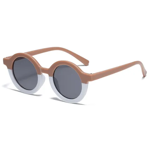 Fashionable Kids Round Frame Sunglasses UV400 Protection Leopard Print Jelly Color Contrast Toddler Baby Sunglasses For Outdoor Travel