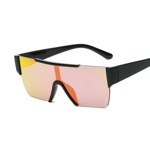 Mode Quadratische Einteilige Sonnenbrille Bunte Spiegellinsen Übergroße Retro UV400 Trendige Brillen Für Herren Damen