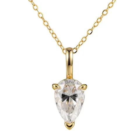 925 Sterling Silver Pear Shaped Moissanite Pendant Necklace Elegant Electroplated Cable Chain Fine Jewelry For Women Daily Gift