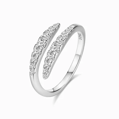 925 Sterlingsilber Moissanit Offener Ring Zweireihig Farbverlauf Eternity Ring Minimalistisch Luxus Geometrischer Fingerring Schmuck Geschenk Für Damen