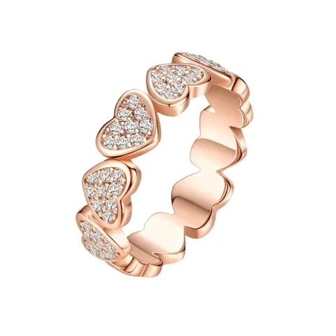 925 Sterlingsilber Mode Herz Moissanit Ring Kontinuierliche Herzen Eternity Band Ring Feiner Schmuck Funkelnder Pave Moissanit Ring Für Damen Geschenk