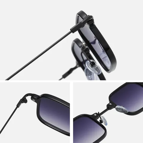 Trendy Square Sunglasses Unisex Metal Plastic Thin Frame Colorful Lens Retro Vintage Geometric Eyewear UV400 Sunshade Glasses Gift
