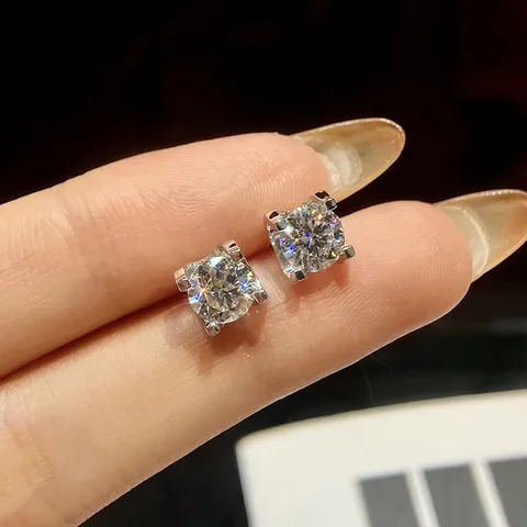 925 Sterling Silber Moissanit Ohrstecker D Farbe Rund Diamant Schliff Ohrringe Mit GRA Zertifikat Geschenkbox Für Damen Schmuck