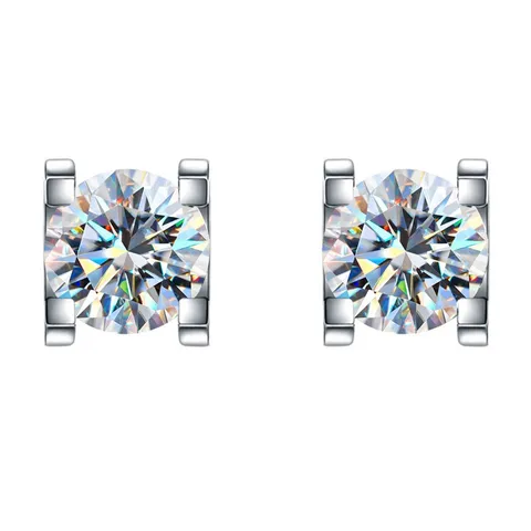925 Sterling Silber Moissanit Ohrstecker D Farbe Rund Diamant Schliff Ohrringe Mit GRA Zertifikat Geschenkbox Für Damen Schmuck