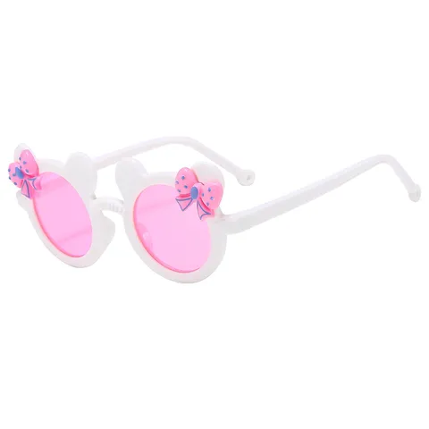 Kids Cute Cat Ear Sunglasses With Bow Decoration UV400 Round Frame Cartoon Sun Glasses For Boys Girls Summer Beach Travel