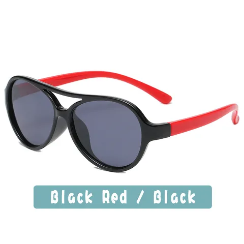 Cute PC Silicone Kids Aviator Sunglasses Color Block Double Bridge Children UV Protection Sunshade Travel Shades Eyewear