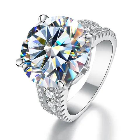 GRA Moissanit Ring 925 Sterling Silber Doppelreihige Strass Vier Klauen Verlobung Hochzeit Ring Für Damen Schmuck Geschenk