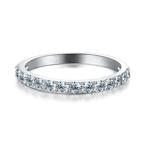 925 Sterling Silber Moissanit Ring Für Damen GRA Zertifiziert D Farbe Eternity Band Ring Einfache Einzeilige Reihe Schmuck