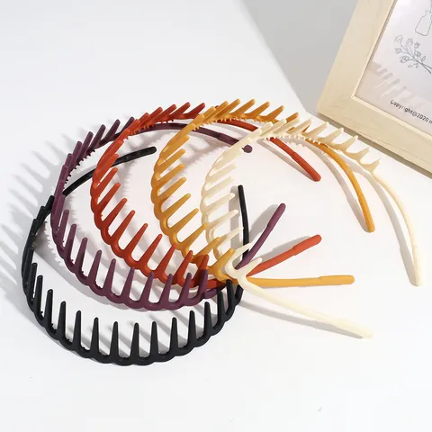 Non-slip Toothed Plastic Hairband Solid Color Fashion Headband For Women Simple Daily Hair Accessories Pushing Back Hairband