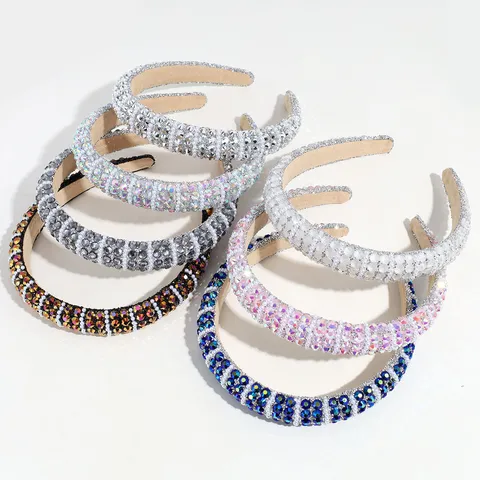 Baroque Padded Sponge Headband For Women Rhinestone Artificial Pearl Headband Fashion Beaded Hair Band Vintage Hair Accessories