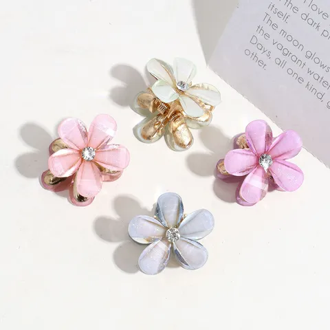 Mini Camellia Flower Hair Claw Clips For Women Sweet Zinc Alloy Rhinestone Small Hair Clips Cute Fashion Hair Accessories