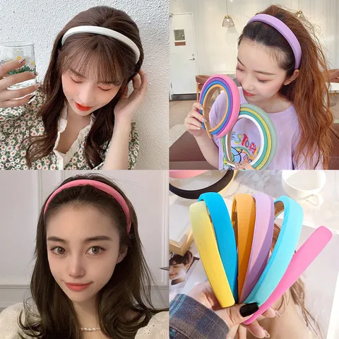 Korean Style Thin Sponge Headband Solid Color Cloth Wrapped Hair Hoop Fashion Hair Accessories For Women Face Washing