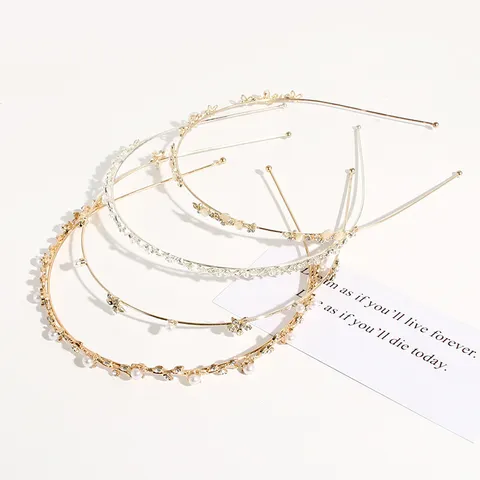 Sweet Alloy Artificial Pearl Rhinestone Headband Elegant Thin Metal Hair Band Romantic Floral Butterfly Non-Slip Hair Hoop Daily Party Holiday Gifts For Women