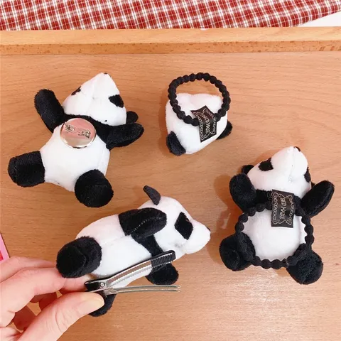 Cute Cartoon Plush Panda Hair Accessories Fabric Handmade Animal Shaped Headband Hair Tie Brooch Hair Clip For Women Decor