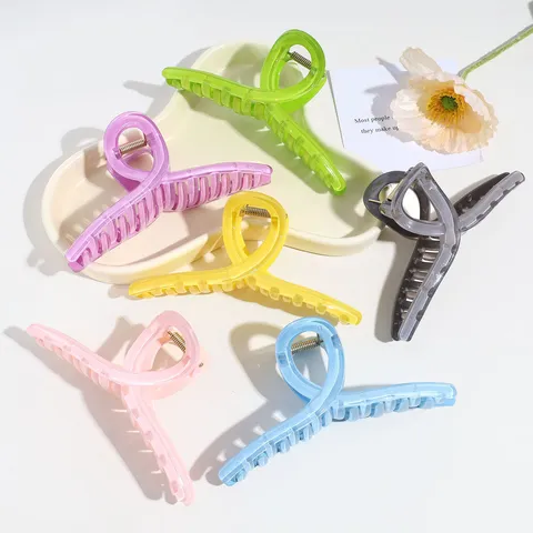 Einfarbig Glänzend Kreuz Haarkralle Clip Mode Geometrische Haarklammer Für Frauen Elegant Groß Harz Rutschfest Pferdeschwanz Kopfschmuck Geschenk