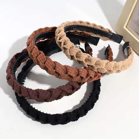 Diadema de Trenza Retorcida para Mujer Otoño Invierno de Tela Acolchada Antideslizante Cinta para Lavado de Cara Diario