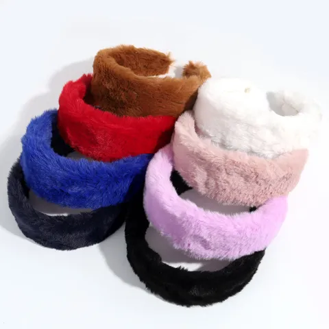 Damen Plüsch Haarband Breitkrempig Koreanischer Stil Faux Pelz Stirnband Winter Warm High Top Haarreifen Eleganter Haarschmuck