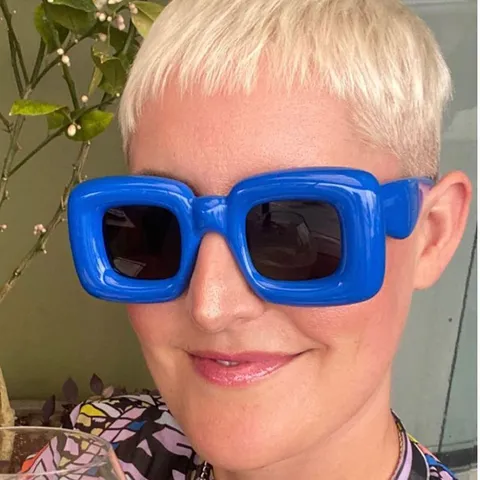 Avant-Garde PC AC Bubble Inflated Square Sunglasses Funny Thick Frame Street Snap Sunglasses UV400 For Women Men